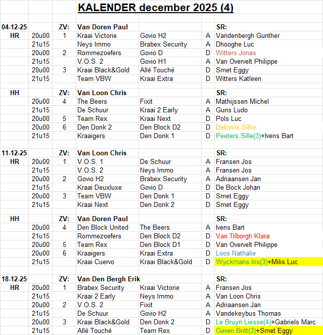 Scheidsrechters 30 november 2023